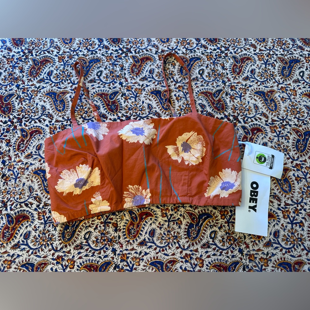 Obey Bombay Brown Marino Cropped Top Small